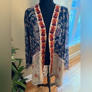 Soft Surroundings Moonlight Garden Topper Kimono Floral Embroidery Women’s Sz 3X
